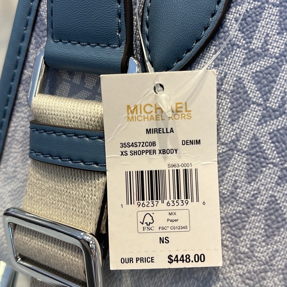 Michael Kors Mirella Extra-Small Ombré Logo Crossbody XBODY Shopper
Denim 
NWT - Picture 15 of 16